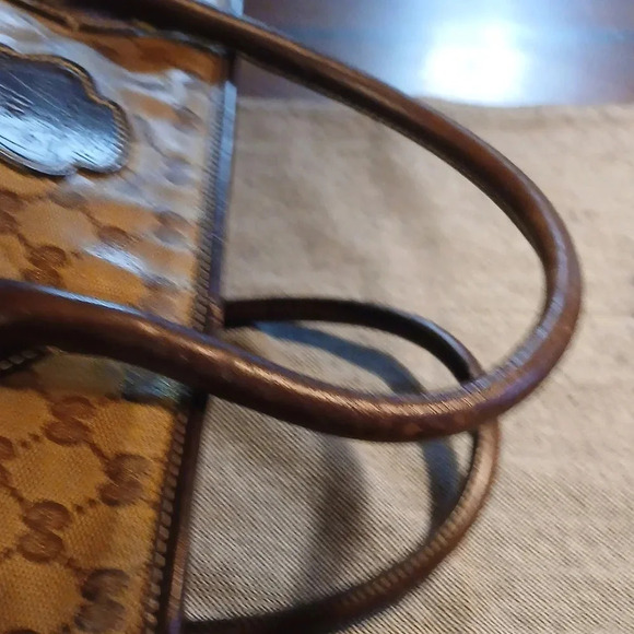 AUTHENTIC GUCCI CREST GG CRYSTAL 2 WAY TOTE BAG GG PVC LEATHER - Picture 11 of 11